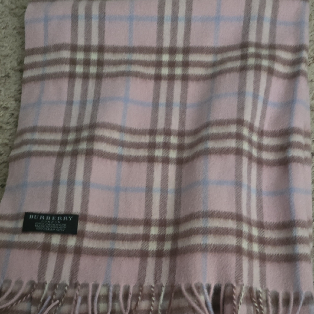 Burberry Soft Pink and Brown Checkered Scarf